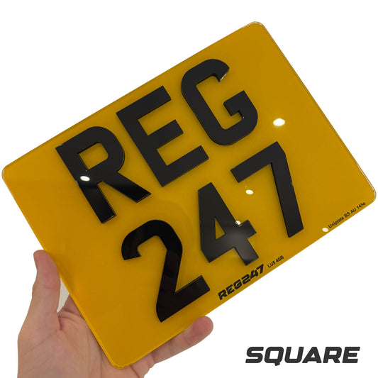 Square Taxi / Trailer Rear Number Plate