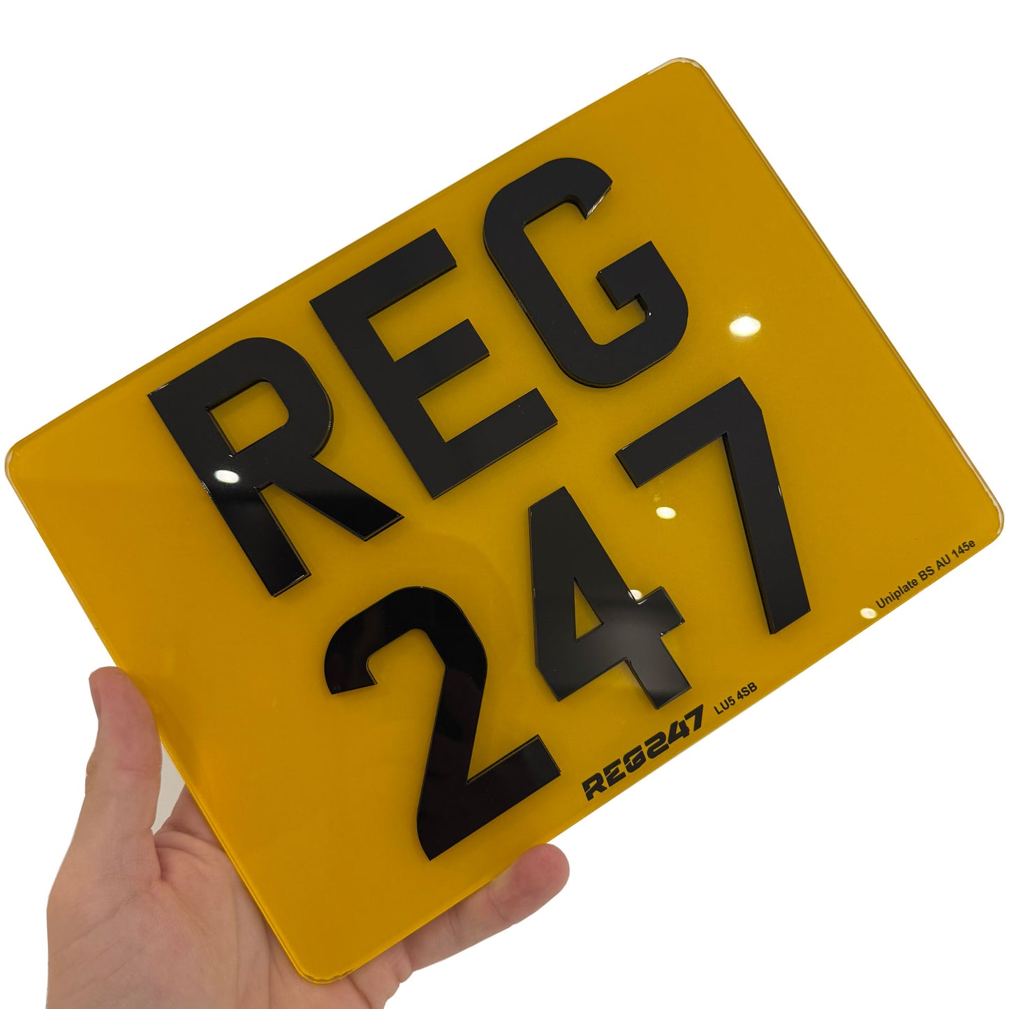 4D Square / Taxi / Trailer Rear Number Plate (3mm Raised)