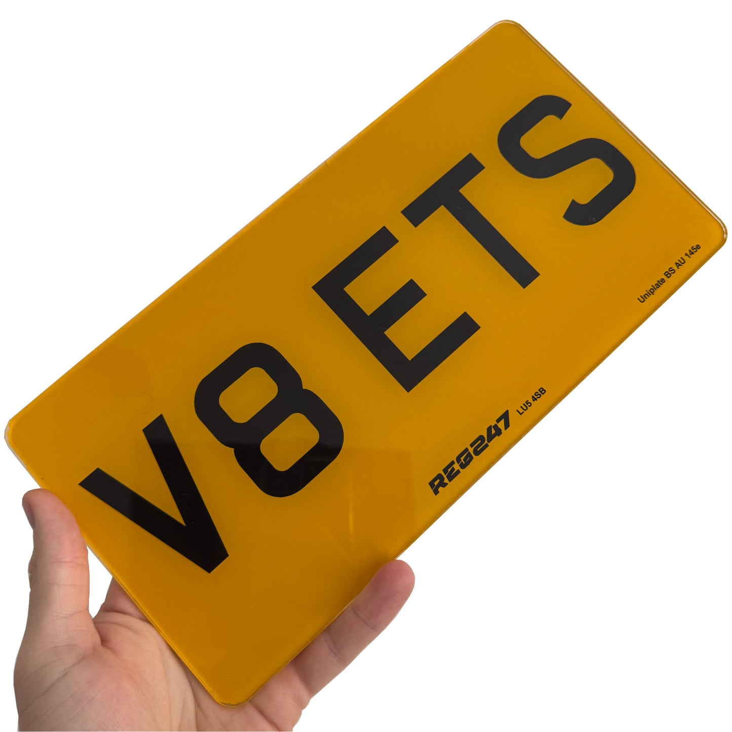 showing a rear of American US import number plate size for the United Kingdom vehicles which are fully Road Legal MOT Compliant number plates
