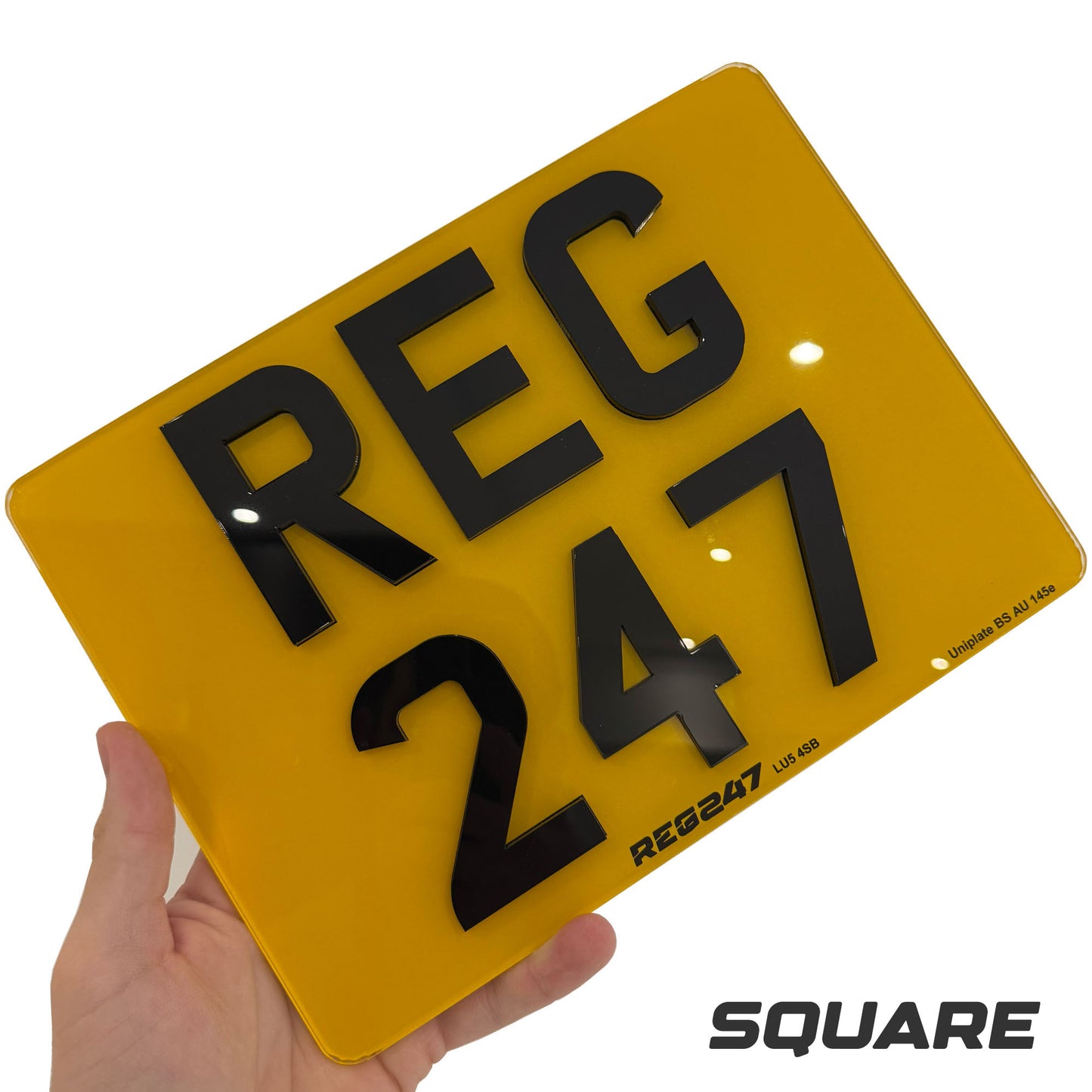 4D Square / Taxi / Trailer Rear Number Plate (3mm Raised)